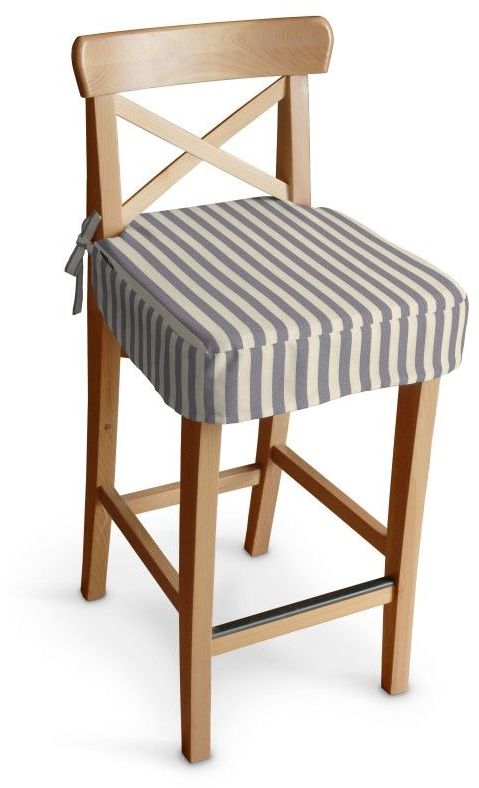 Siedzisko na krzesło barowe Ingolf, granatowo białe pasy (1,5cm), krzesło barowe Ingolf, Quadro