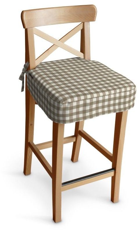 Siedzisko na krzesło barowe Ingolf, beżowo biała kratka (1,5x1,5cm), krzesło barowe Ingolf, Quadro