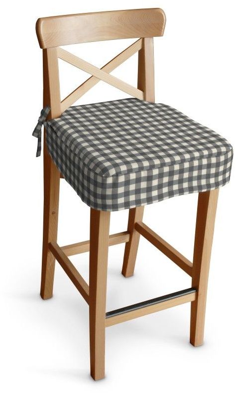 Siedzisko na krzesło barowe Ingolf, szaro biała kratka (1,5x1,5cm), krzesło barowe Ingolf, Quadro