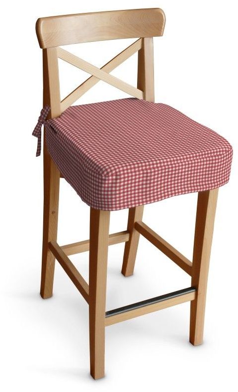Siedzisko na krzesło barowe Ingolf, czerwono biała krateczka (0,5x0,5cm), krzesło barowe Ingolf, Quadro