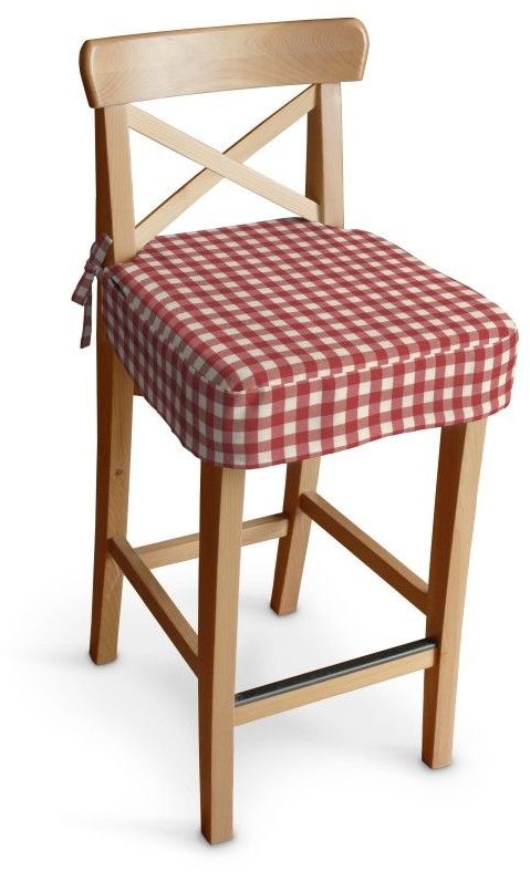 Siedzisko na krzesło barowe Ingolf, czerwono biała kratka (1,5x1,5cm), krzesło barowe Ingolf, Quadro
