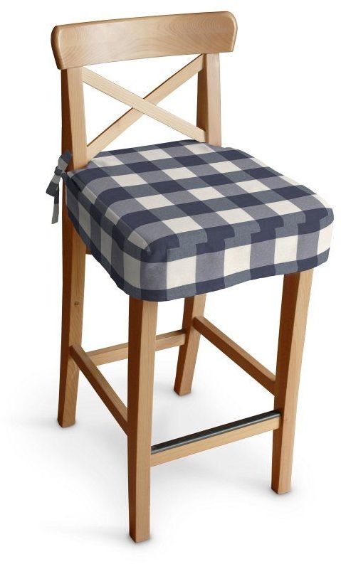 Siedzisko na krzesło barowe Ingolf, granatowo biała krata (5,5x5,5cm), krzesło barowe Ingolf, Quadro