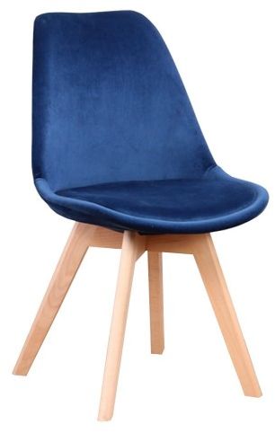Krzesło skandynawskie granatowe - ART132C - WELUR NIEBIESKI #64