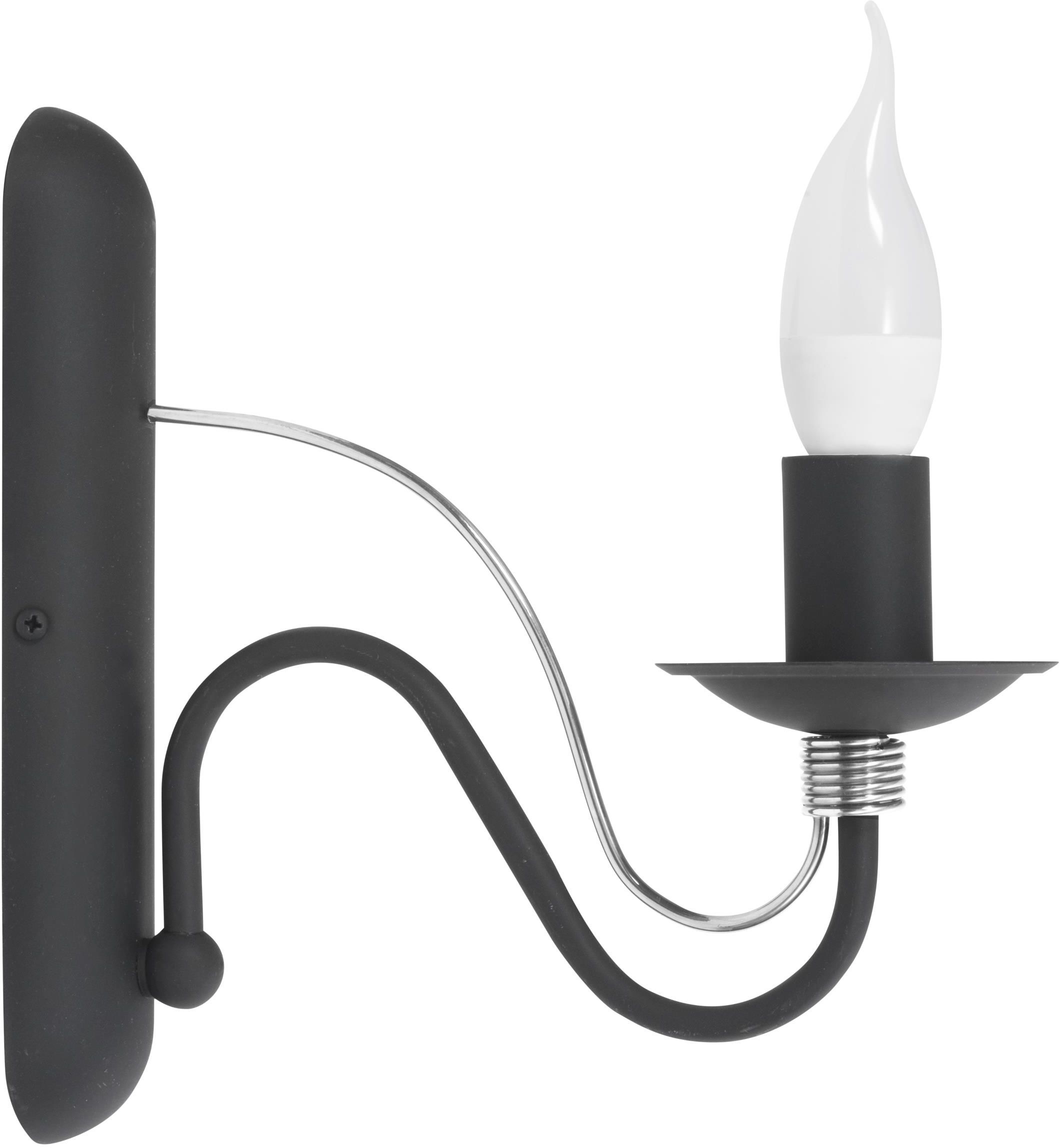 Lampex Monic czarny 519/K CZA kinkiet lampa ścienna czarny stylizowany na świecznik E14 1 60W 25cm
