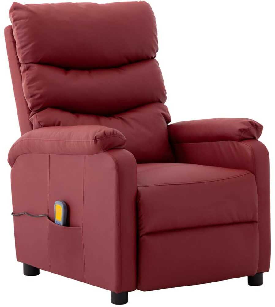 Lumarko Rozkładany fotel masujący, czerwone wino, sztuczna skóra