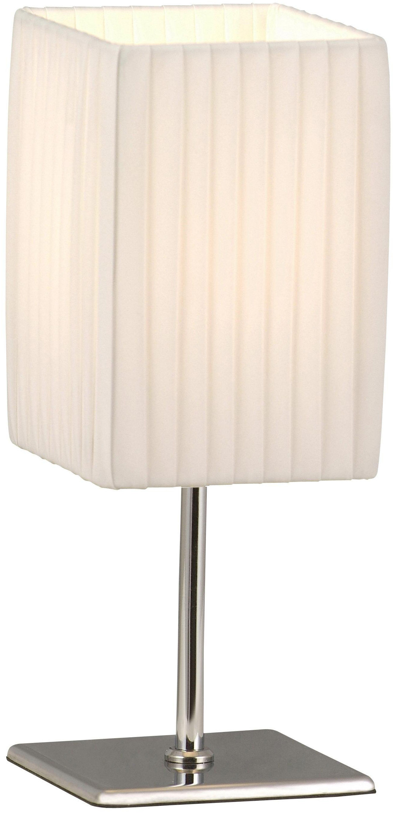 Globo lampa stołowa Bailey 24660 chrom, tkanina biała plisowana