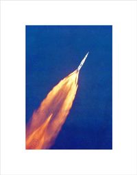 Wee Blue Coo Space Rocket Launch Apollo 11 płomień pożaru fajna misja sztuka ścienna nadruk