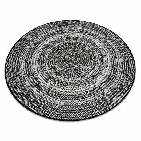 Dywan koło SZNURKOWY SIZAL FLAT 48837690 Boho, warkocz, plecionka czarny koło 120 cm