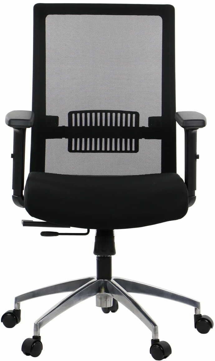 Krzesło biurowe obrotowe RIVERTON - oparcie siatkowe CZARNE, podstawa aluminiowa