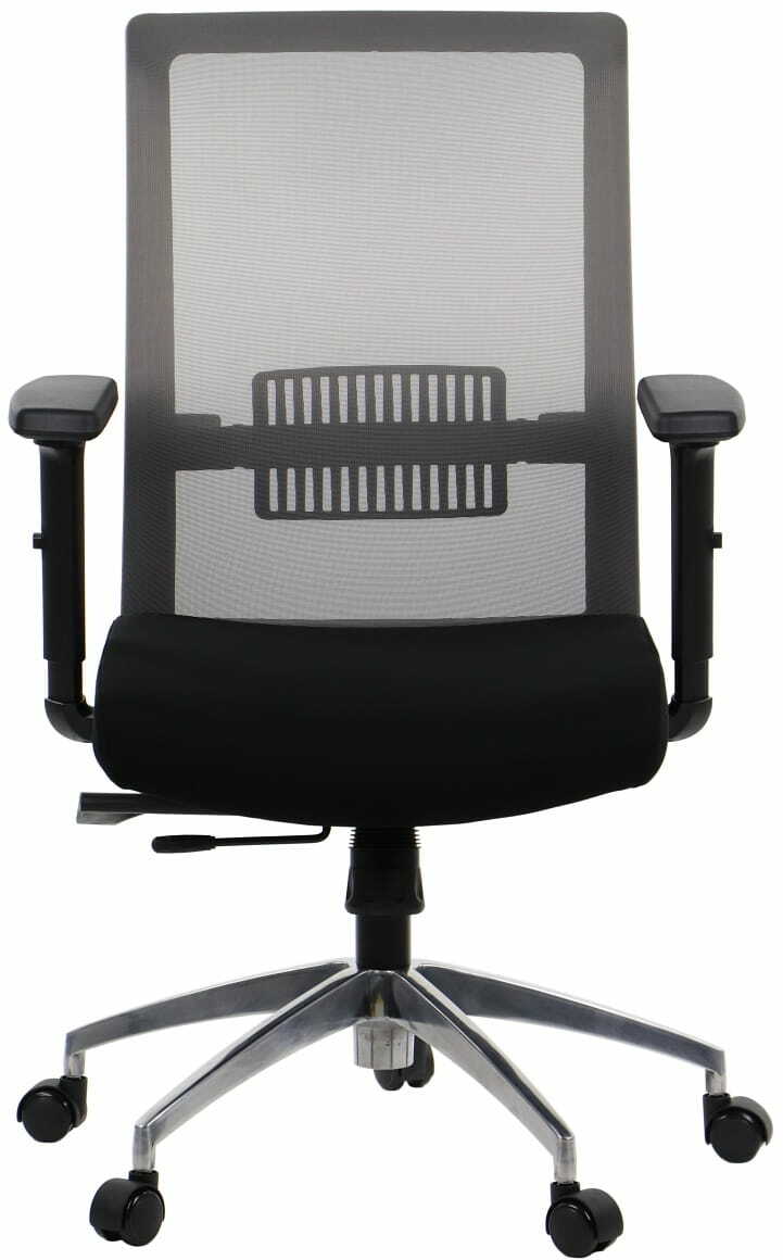 Krzesło biurowe obrotowe RIVERTON - oparcie siatkowe SZARE, podstawa aluminiowa