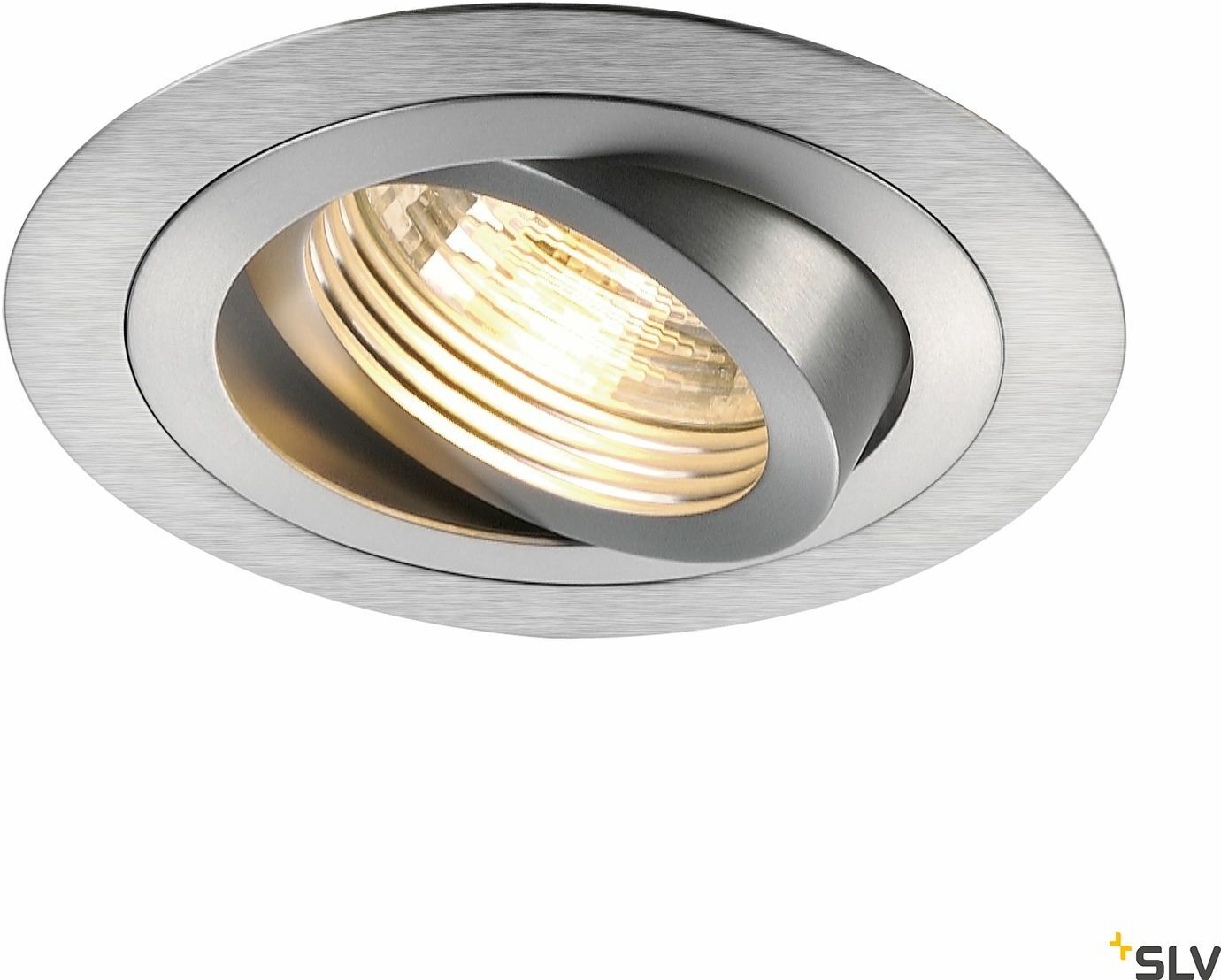 NEW TRIA 1, lampa wpuszczana, jednopunktowa, QPAR51, okrągła, szczotkowane aluminium, maks. 50W, ze sprężynami zaciskowymi
