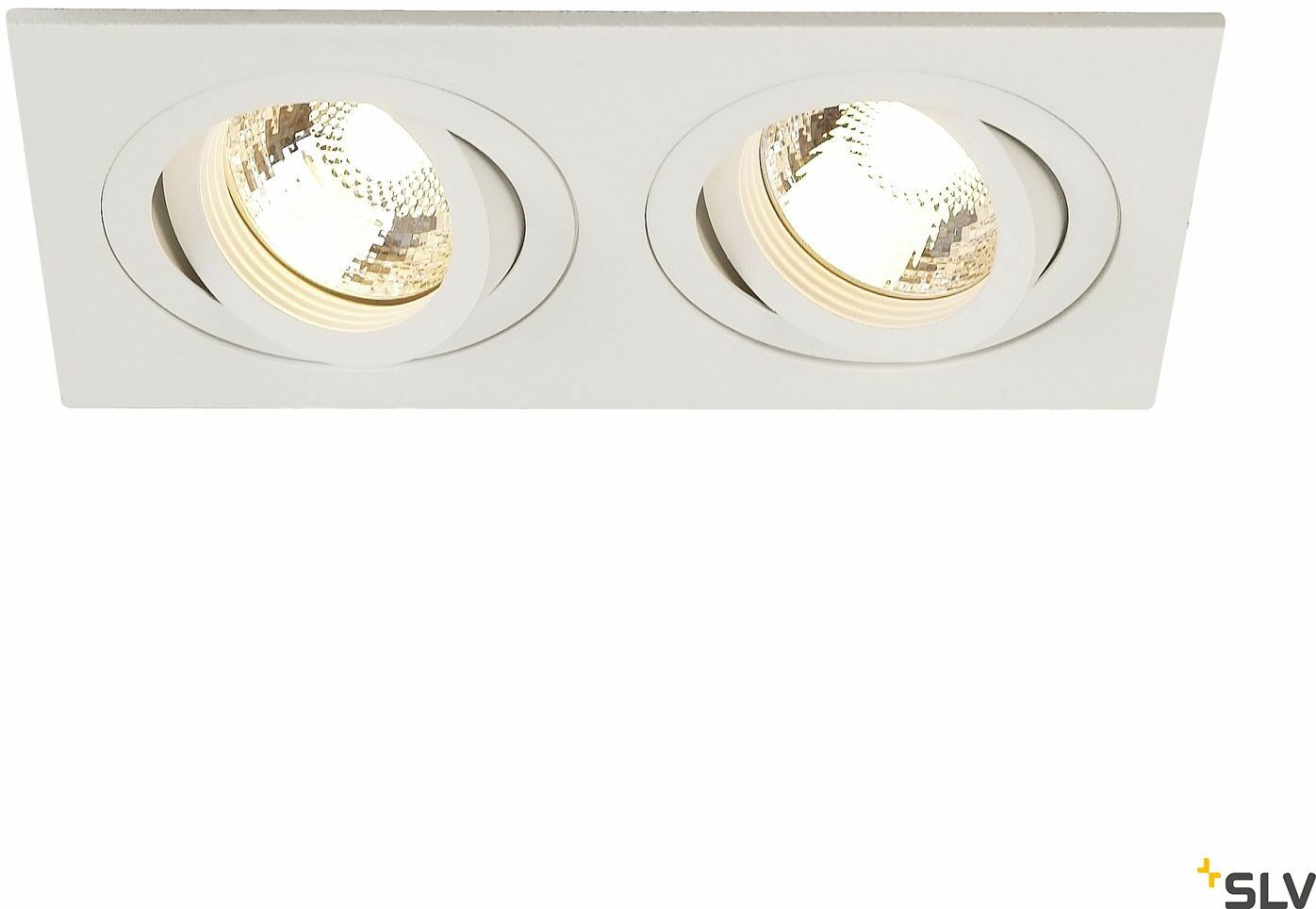 NEW TRIA 2, lampa wpuszczana, dwupunktowa, QPAR51, prostokątna, biała, maks. 100W, ze sprężynami zaciskowymi
