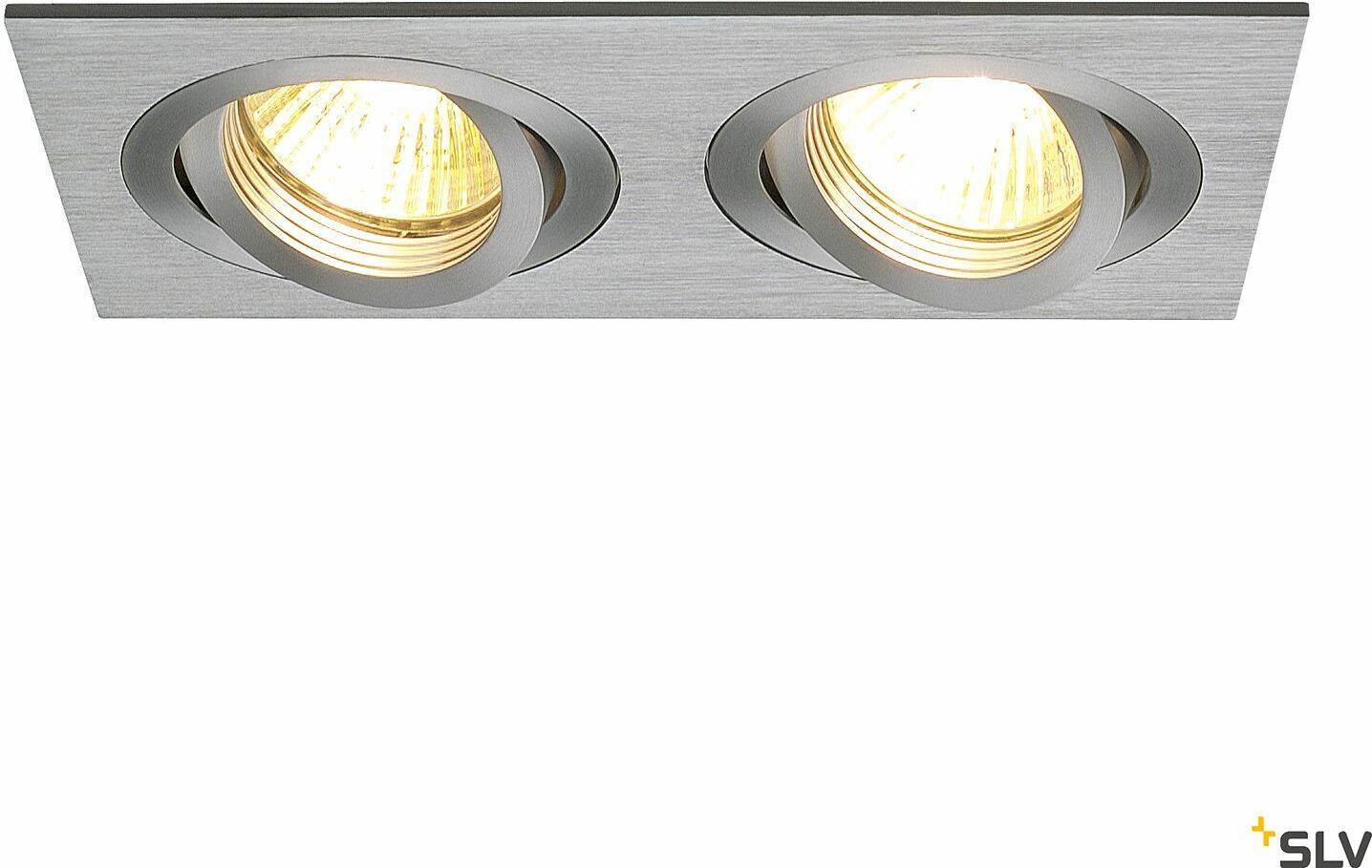 NEW TRIA 2, lampa wpuszczana, dwupunktowa, QPAR51, prostokątna, szczotkowane aluminium, maks. 100W, ze sprężynami zaciskowymi