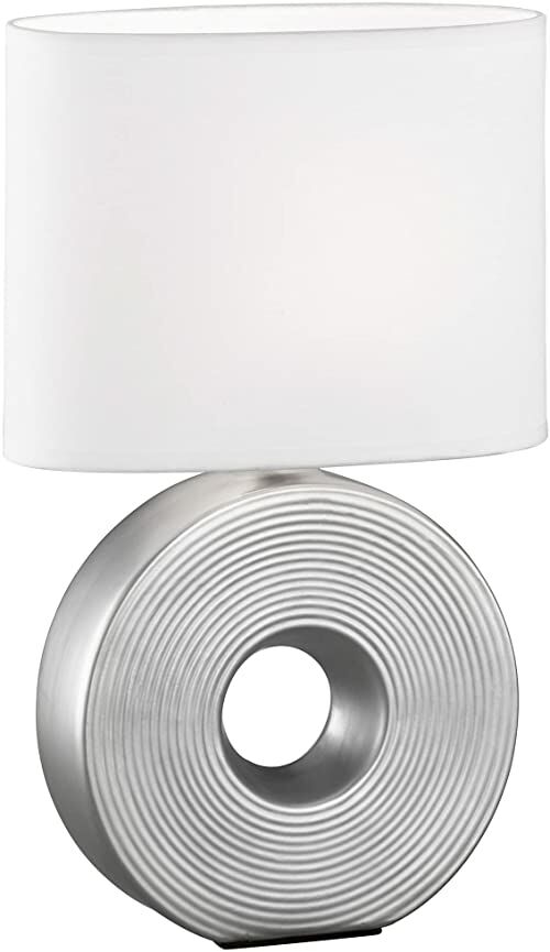 Lampa stołowa, Eye kolor srebrny matowy abażur biały dł.: 23,00 cm, szer.: 13,00 cm, wys. : 38,00 cm, z wyłącznikiem sznurkowym 1x E14 maks. 40 W 50420