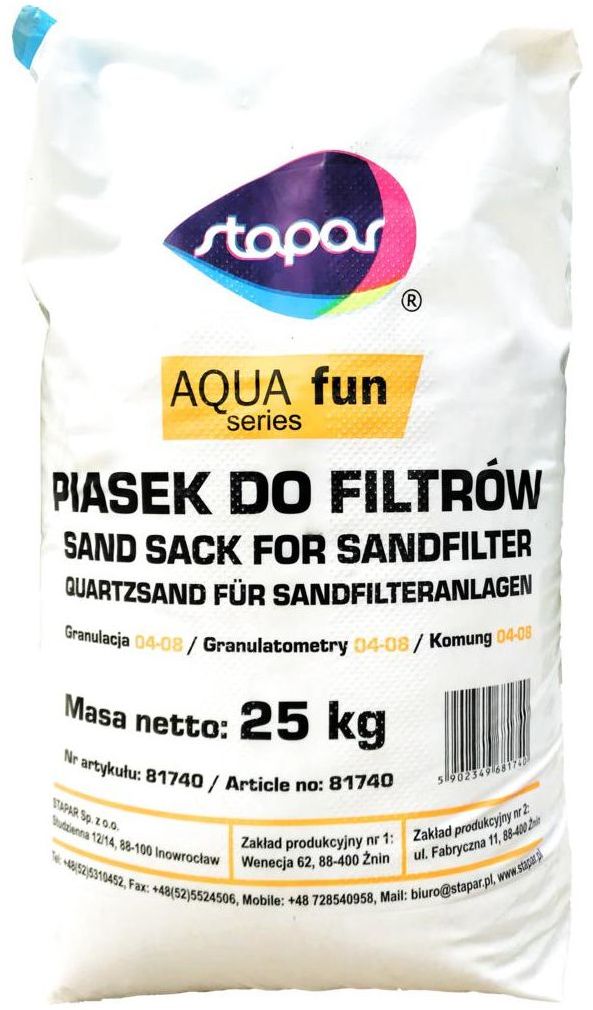 Piasek do filtrów basenowych 25kg 0.4-0.8 mm Aqua fun Stapar