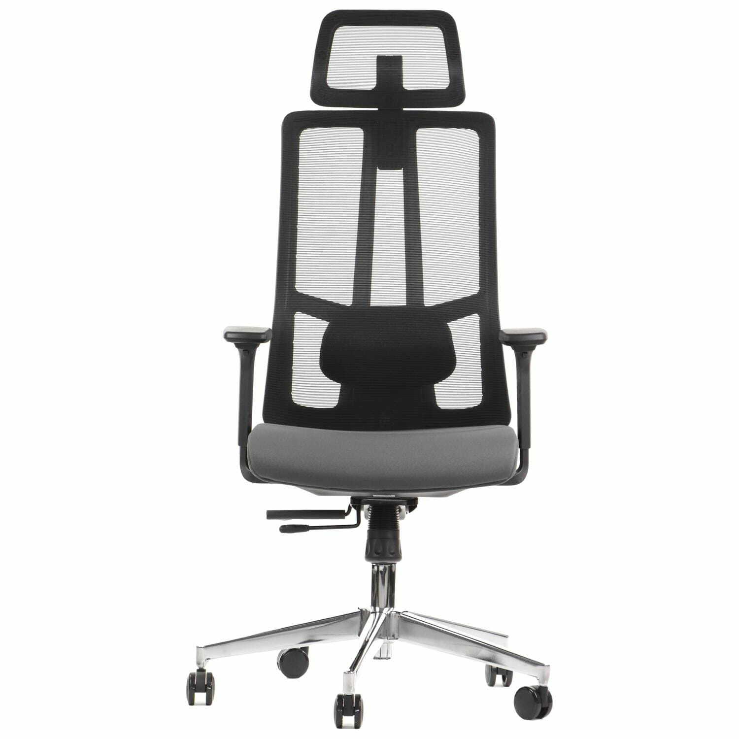Nowoczesne krzesło biurowe obrotowe AKCENT szary-czarny - pełen zakres regulacji