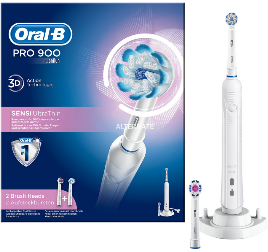 BRAUN Oral-B PRO 900 - szczoteczka elektryczna Oral-B z dwiema końcówkami Oral-B