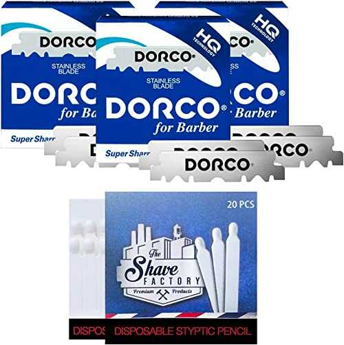 Dorco Lamette 3x100 Stainless Steel Single Edge Razor Blades + 20 Zapałki hemostatyczne Shave Factory