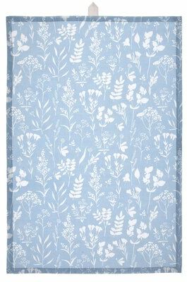 Ścierka kuchenna w kwiaty DUKA ANLEGG 60x40 cm niebieska bawełniana
