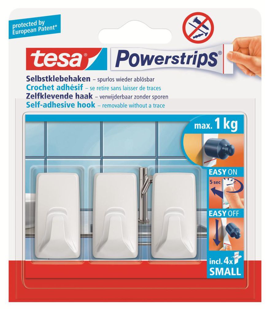 Haczyk kwadratowy mały Powerstrips 3 szt. Tesa