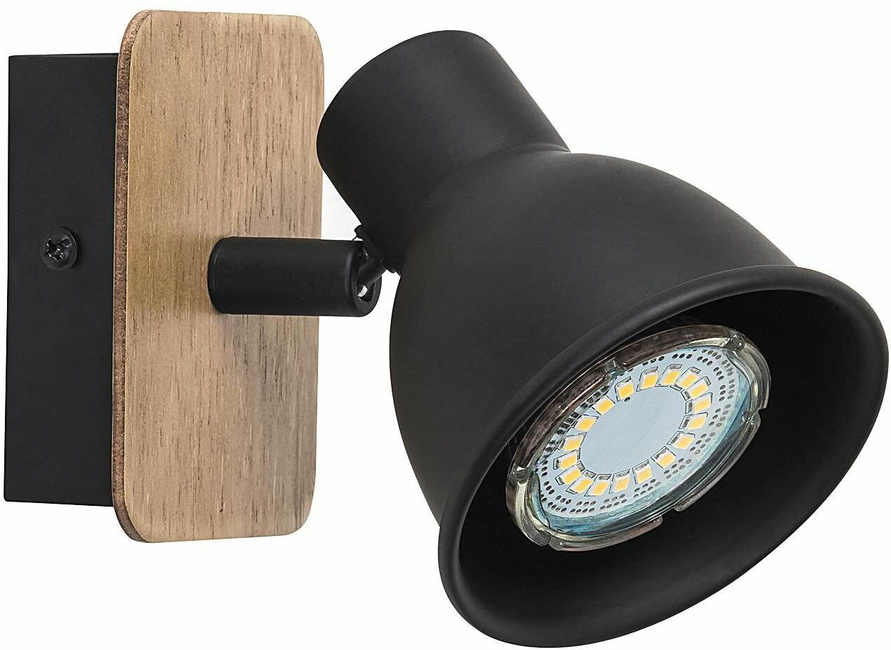 Kinkiet LAMPA ścienna MAC 5902 Rabalux metalowa OPRAWA skandynawski reflektorek regulowany drewno czarny