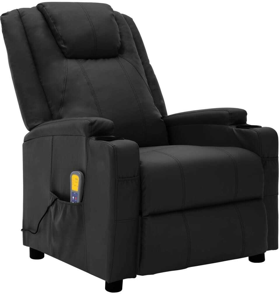 Lumarko Rozkładany fotel masujący, czarny, sztuczna skóra