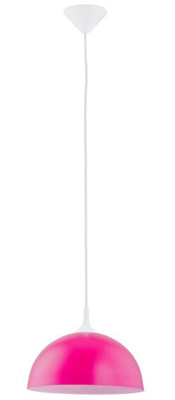 Lampa wisząca zwis szklana tuba ALBERT różowa śr. 30cm