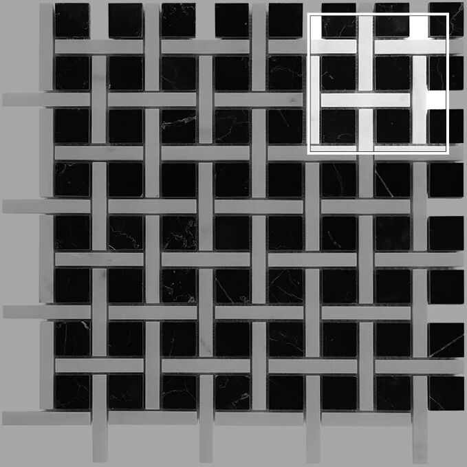 DUNIN B&W Black & White próbka mozaiki kamiennej Pure Black BW02