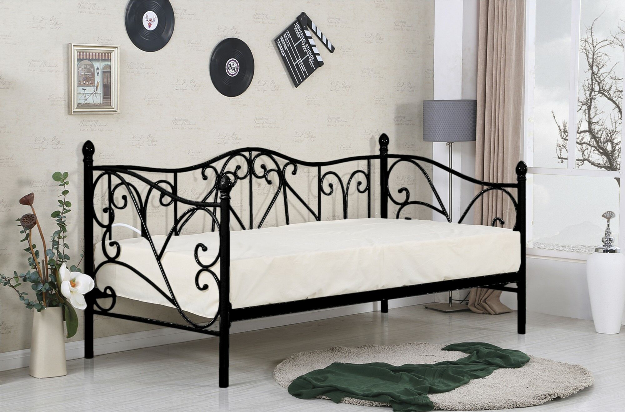 Czarne metalowe łóżko 90x200 SUMATRA Halmar
