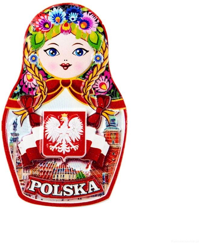 Magnes matrioszka relief Polska folk