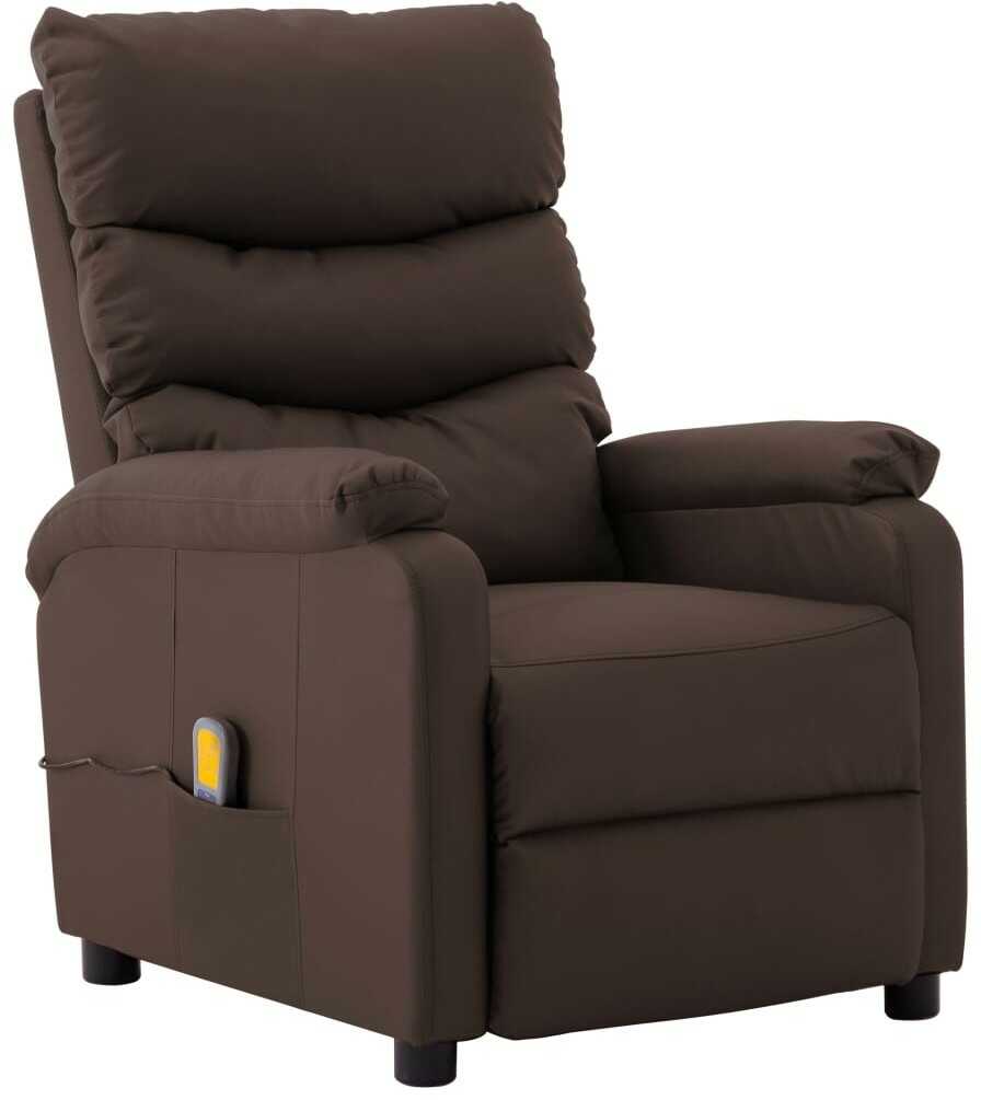 Lumarko Rozkładany fotel masujący, brązowy, sztuczna skóra