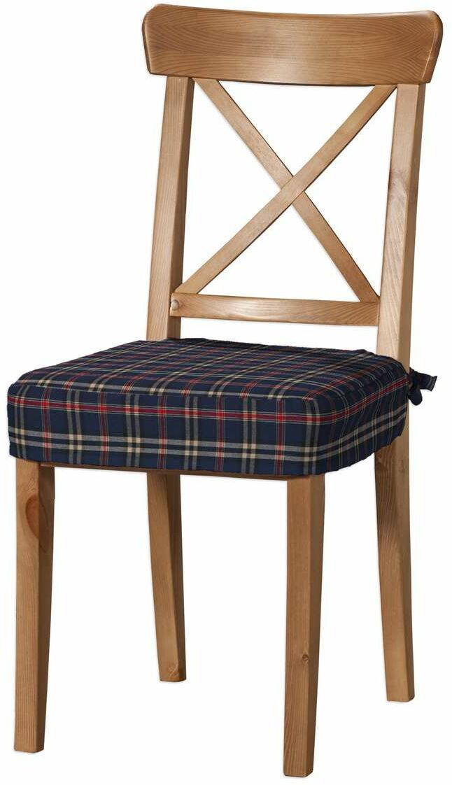 Siedzisko na krzesło Ingolf, granatowo - czerwona kratka, krzesło Inglof, Bristol
