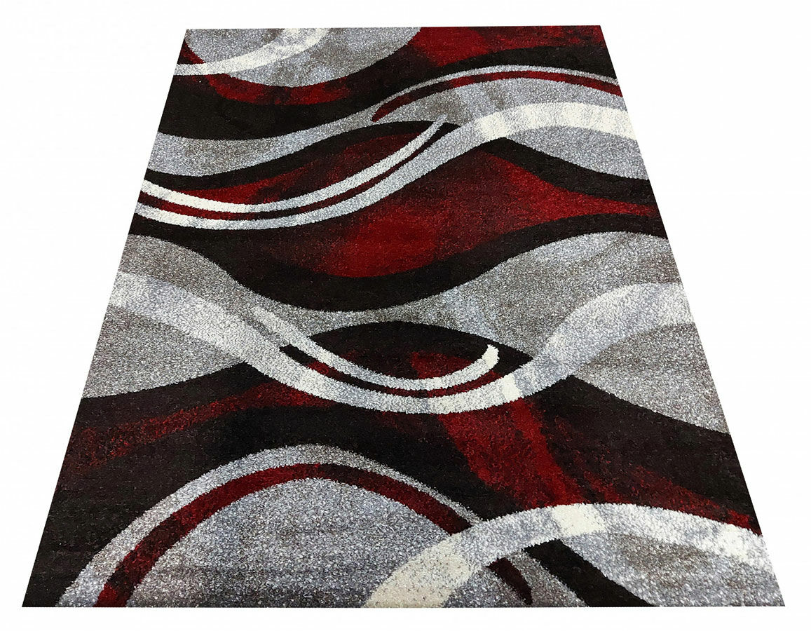 Profeos Szaro-czerwony dywan z falistym wzorem - Dravi