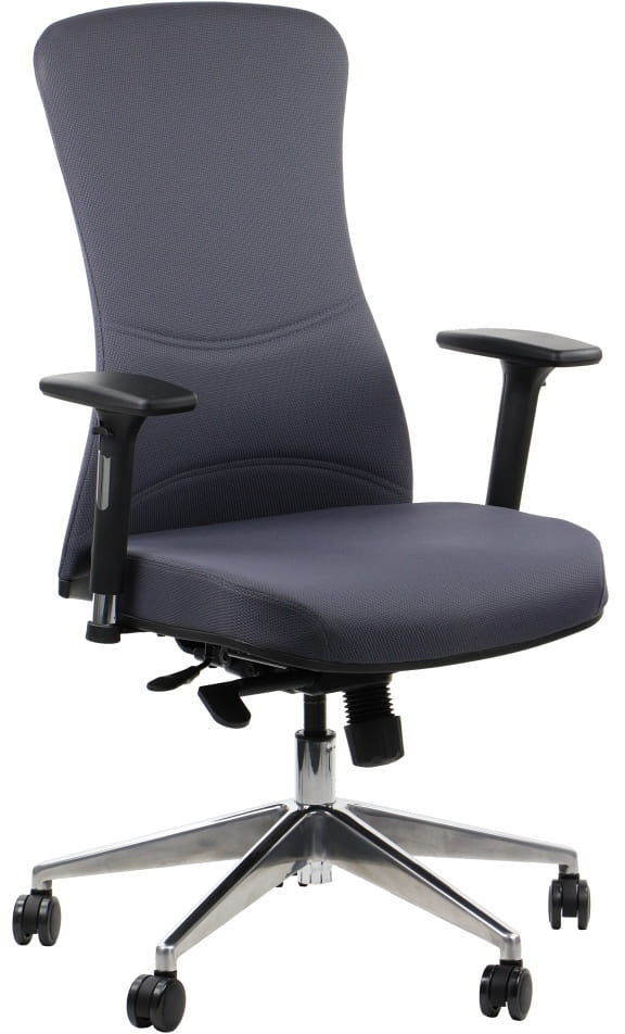 Fotel biurowy gabinetowy KENTON z podstawą aluminiową - krzesło biurowe obrotowe w kolorze szarym
