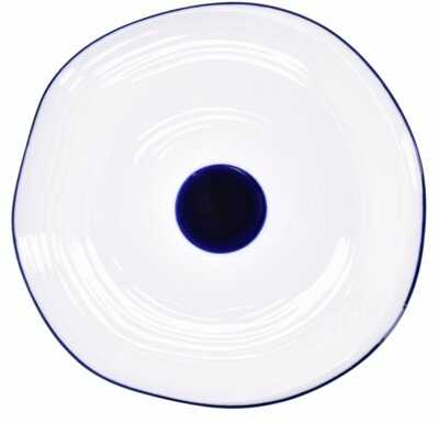 Talerz płytki obiadowy DUKA KROG 27 cm biały granatowy porcelana