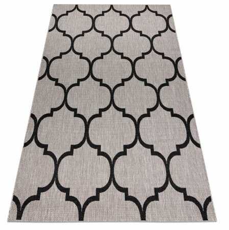 DYWAN SZNURKOWY SIZAL FLOORLUX 20608 , koniczyna marokańska, trellis srebrny / czarny 60x110 cm