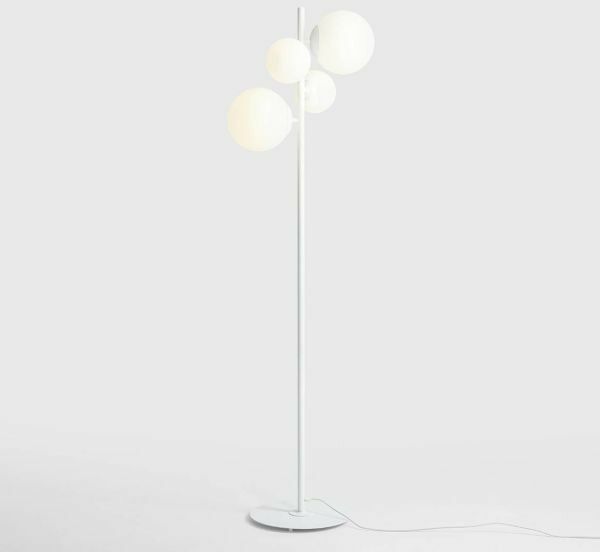 Lampa stojąca, podłogowa biała, 4 mleczne kule (2xE14/2xE27) Aldex (Bloom) 1091A