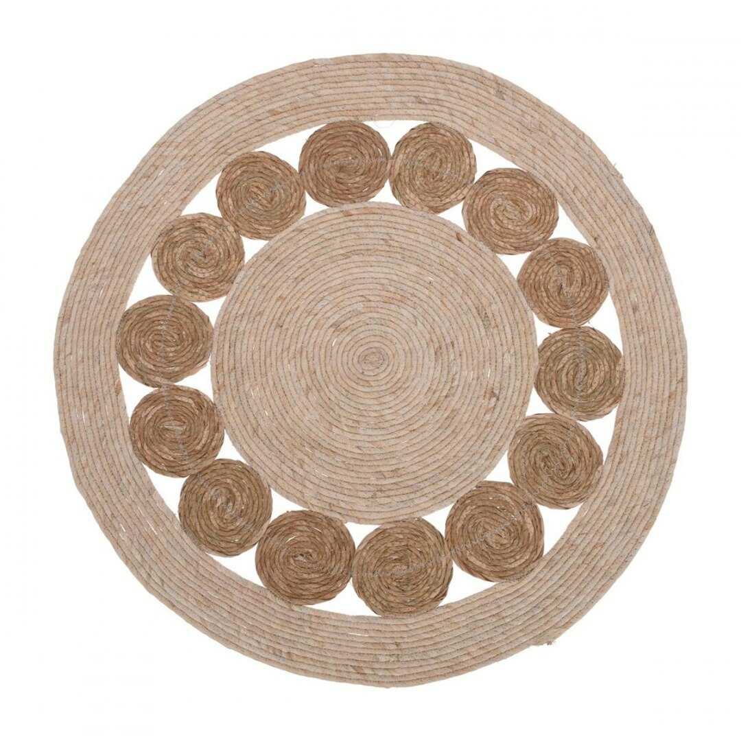 Dywan jutowy okrągły wzór koła 80 cm