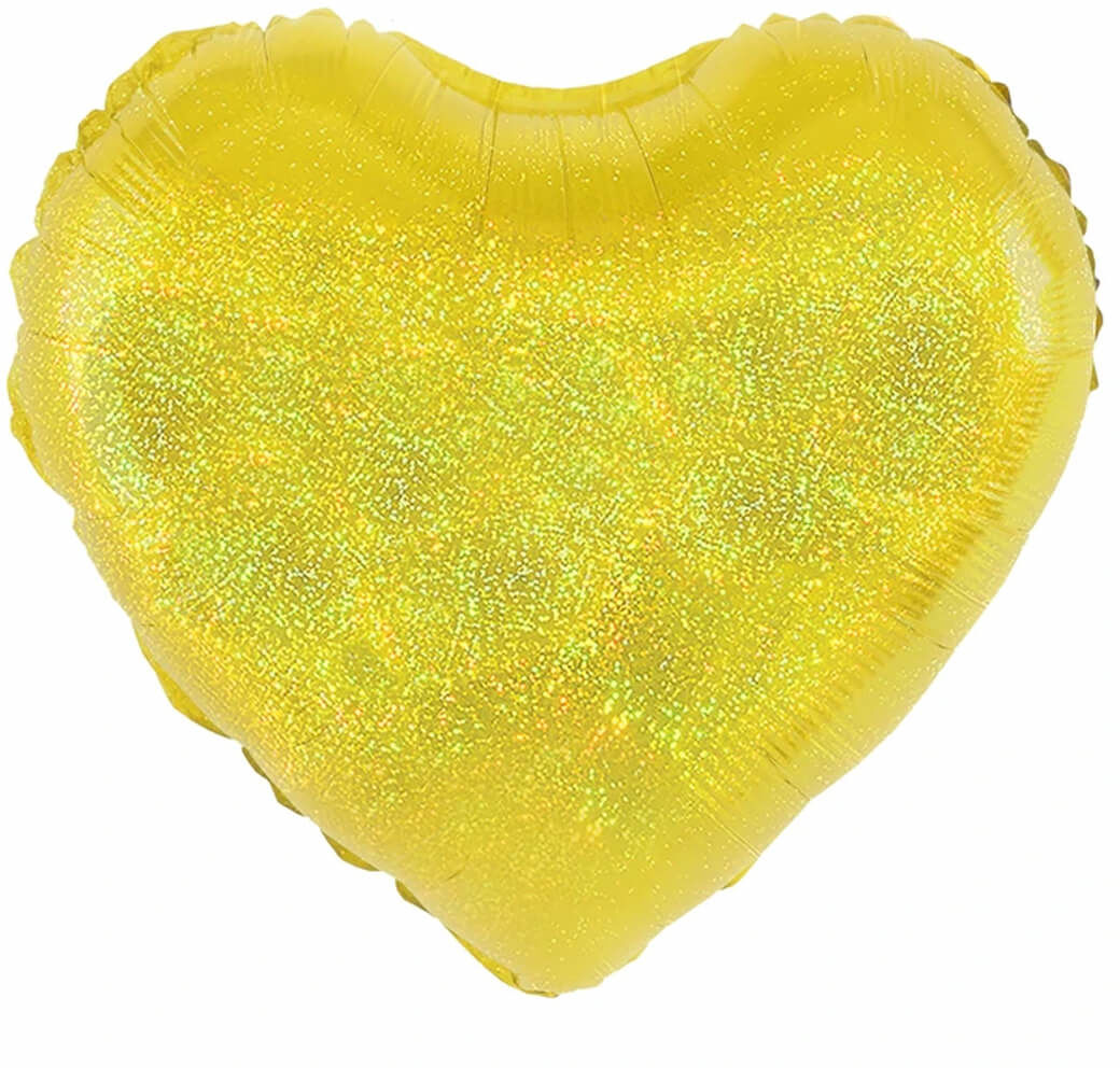 Balon foliowy Serce holograficzne złote - 46 cm - 1 szt.