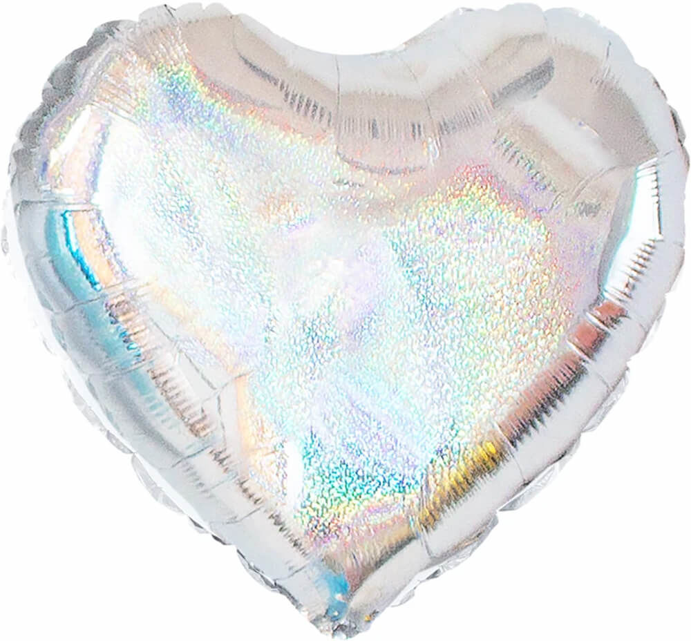 Balon foliowy Serce holograficzne srebrne - 46 cm - 1 szt.