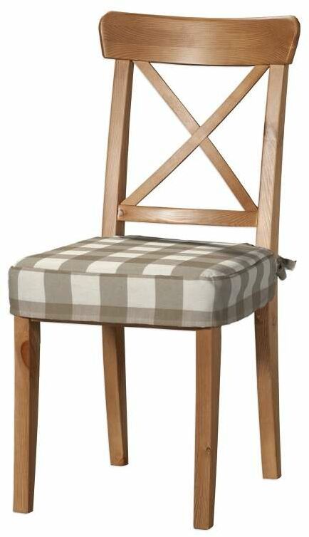 Siedzisko na krzesło Ingolf, beżowo biała krata (5,5x5,5cm), krzesło Inglof, Quadro