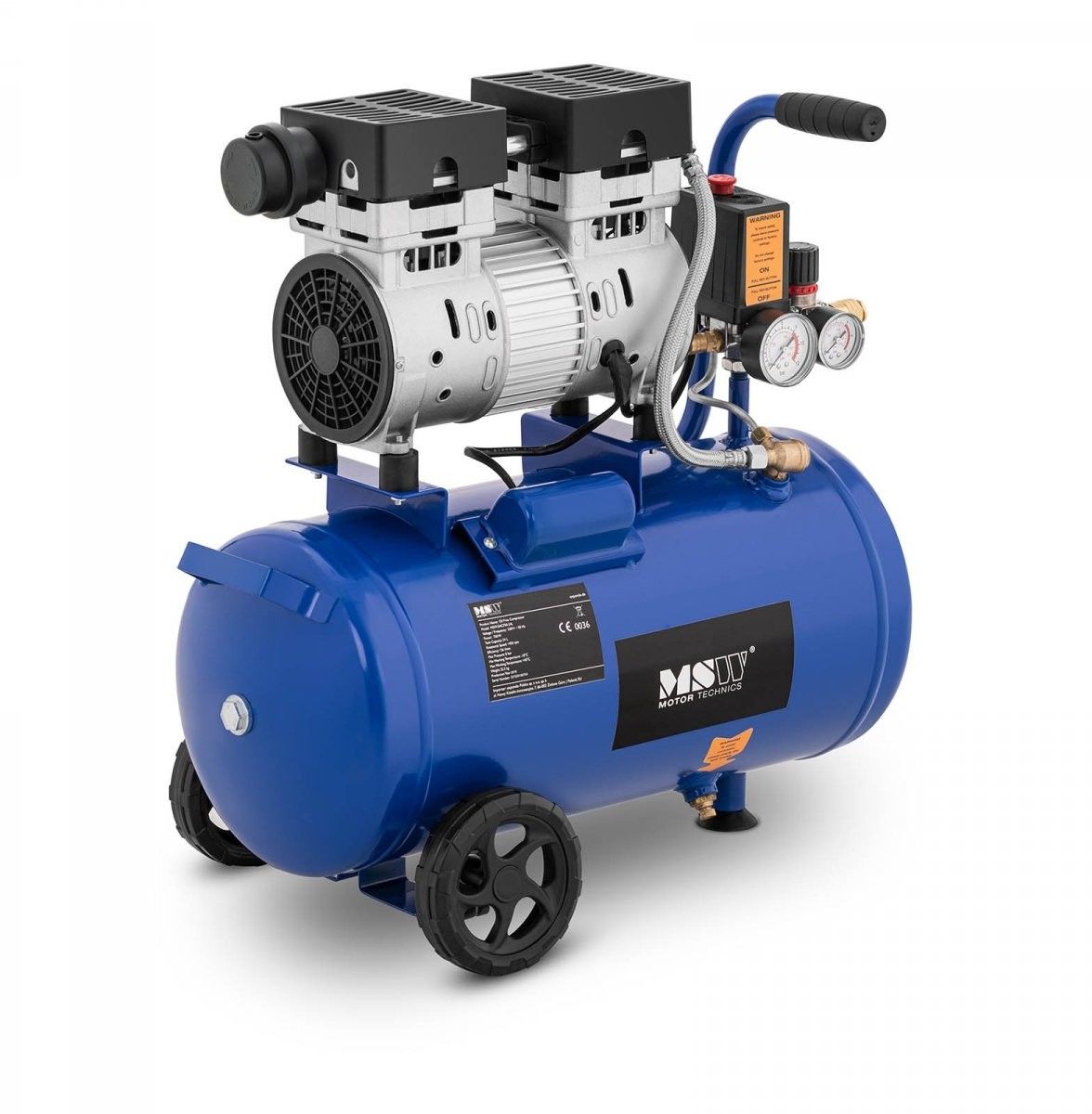 Kompresor bezolejowy - 750 W - 24 l - 8 bar - MSW - MSW-0AC750-24L - 3 lata gwarancji/wysyłka w 24h