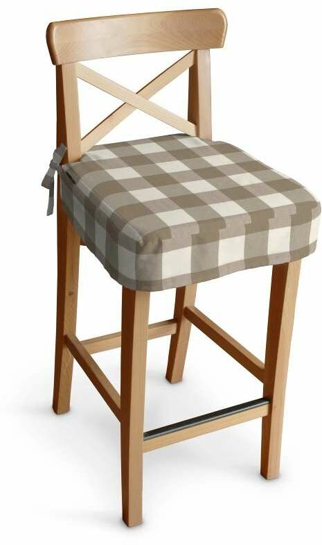 Siedzisko na krzesło barowe Ingolf, beżowo biała krata (5,5x5,5cm), krzesło barowe Ingolf, Quadro