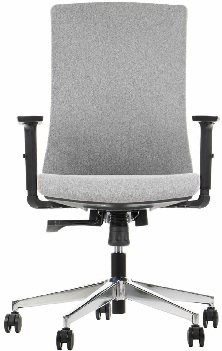 Nowoczesne krzesło biurowe obrotowe TONO szary - wysuw siedziska, pianka wtryskowa, podstawa chromowana