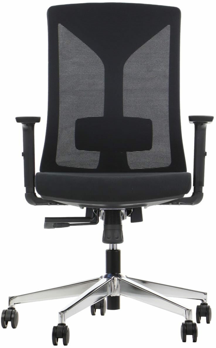 Nowoczesne krzesło biurowe obrotowe HAGER czarny - wysuw siedziska, pianka wtryskowa, podstawa chromowana