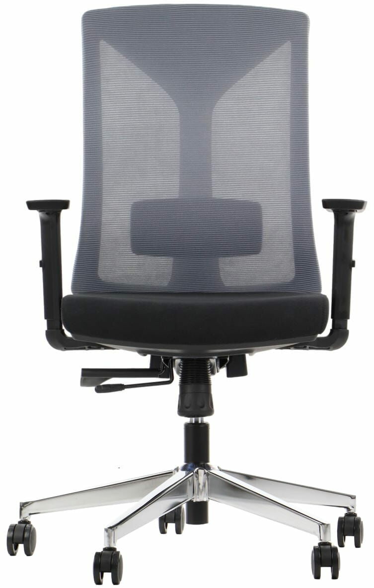 Nowoczesne krzesło biurowe obrotowe HAGER czarno-szary - wysuw siedziska, pianka wtryskowa, podstawa chromowana