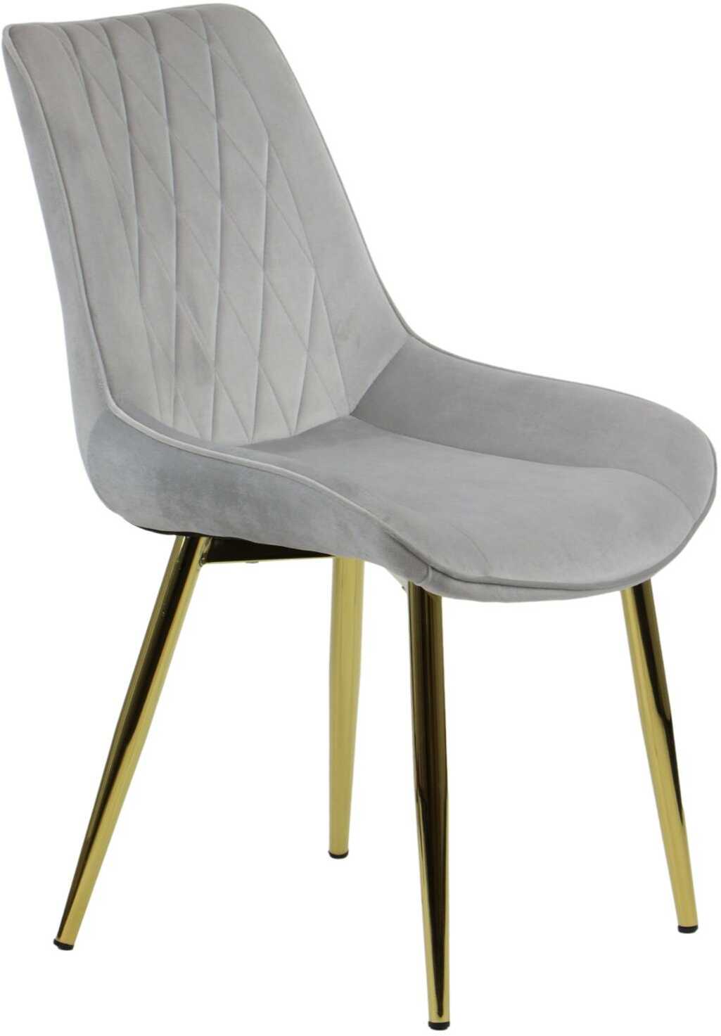 Krzesło tapicerowane do salonu, jadalni i restauracji HTS-6020 - jasny szary, stelaż złoty