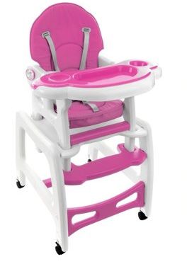 Funfit Kids Krzesełko do karmienia 5 w 1 + stolik /różowe/