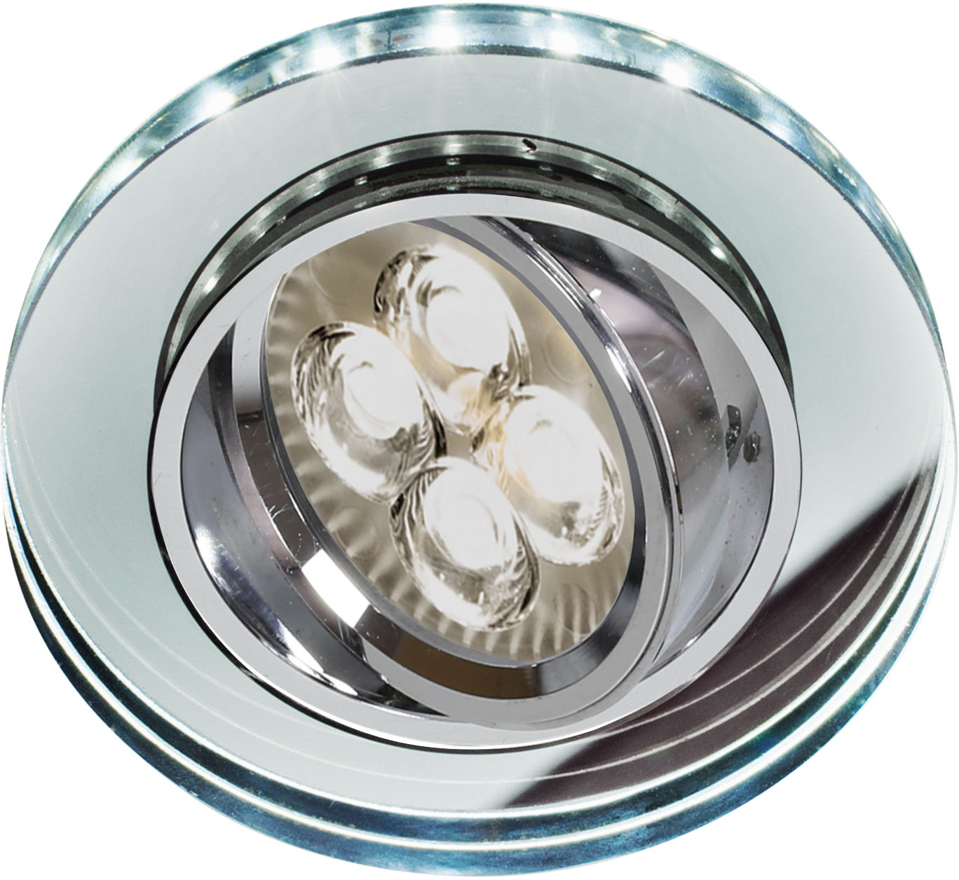 Candellux SSU-23 CH/TR+WH 2263052 oprawa do wbudowania biała GU10 50W+LED SMD 230V BIAŁY 2 1W chrom oczko sufitowe szkło transparentne min.7,4cm