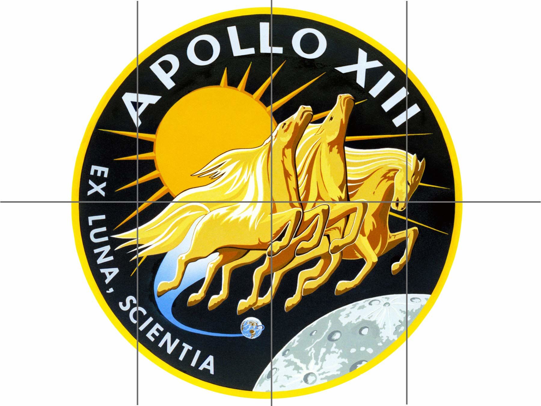 Space NASA Apollo 13 emblemat misji naszywka XL gigantyczny plakat panelowy (8 sekcji)